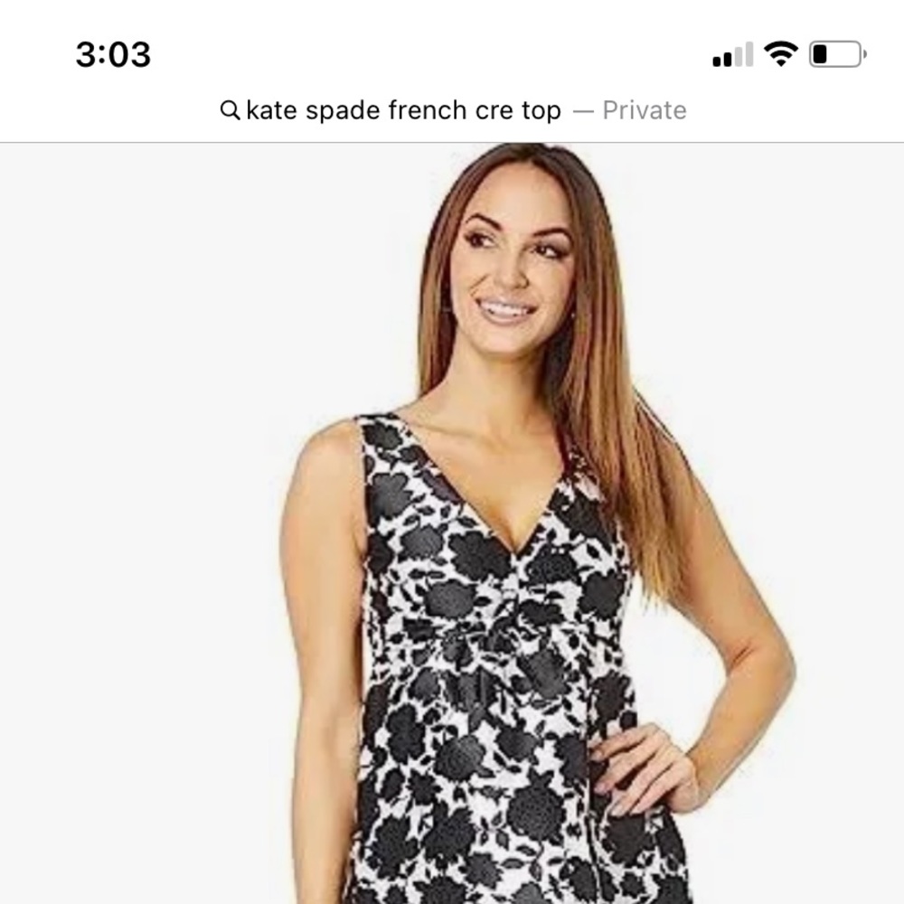 Kate Spade New York Black White Brocade Floral Soirée Top